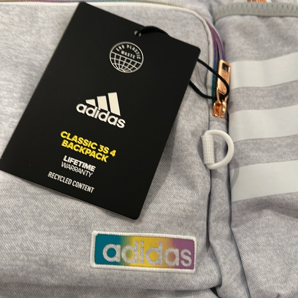 Adidas Classic 3S 4 Backpack. Jersey White/White Rainbow. - Picture 7 of 8
